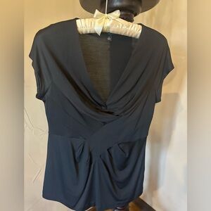 Elegant Banana Republic 100% Silk Black Crossover Blouse Size Small